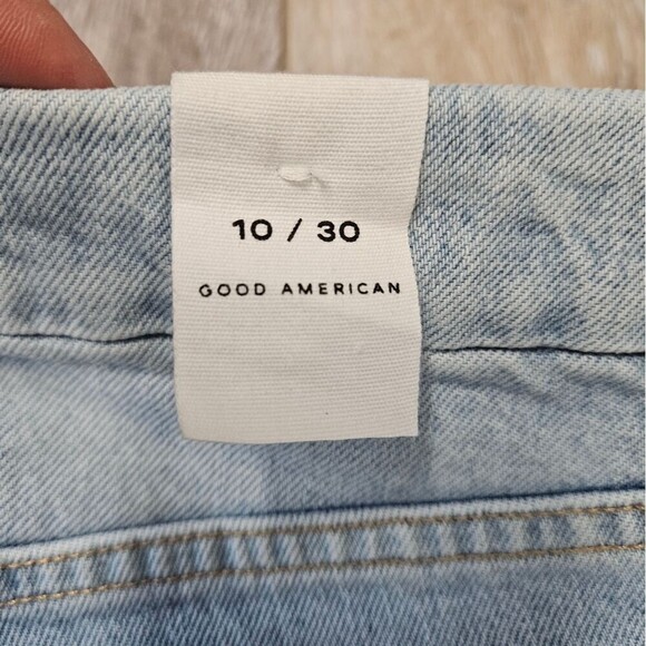 NWT Good American Good Boy Straight Leg Jeans Split Leg Light Denim Women's 10 - Picture 6 of 10
